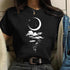 Moon Graphic Printed T Shirt for Women-Casual Tee Shirt